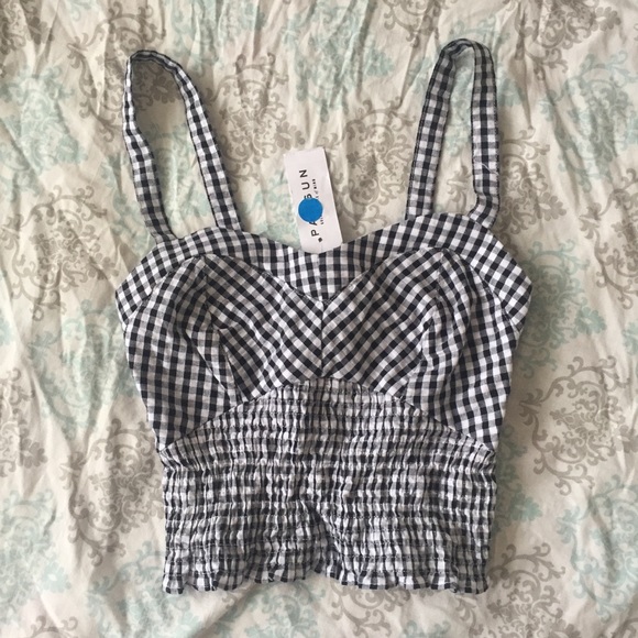 PacSun Tops - Gingham print smocked crop top